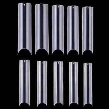 Yimart Long C Curved False Nail Tips - C Curved Nail Tips - Long C Curve False Nails - 500Pcs Xl C Curve Fake Nails Premium Square French Acrylic Nail Tips For Nails Salon (Clear)