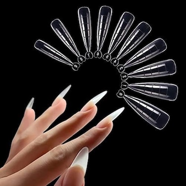 100 Pcs Poly Extension Gel Dual Nail Form Builder Gel Stiletto Nail Molds False Nail Tips For Gel Manicure Nail Art Design Salon Diy At Home (Stiletto Dual Forms Set)