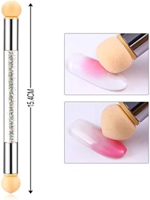 Silpecwee 1Pc Uv Gel Nail Gradient Sponges Pen With 16Pcs Replaceable Sponge Heads Double Head Nail Ombre Brush Acrylic Manicure Diy Tools