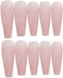 Press On Nails Extra Long Pink Acrylic Nails Coffin Nail Tips Glossy Fake Nails (Pink)