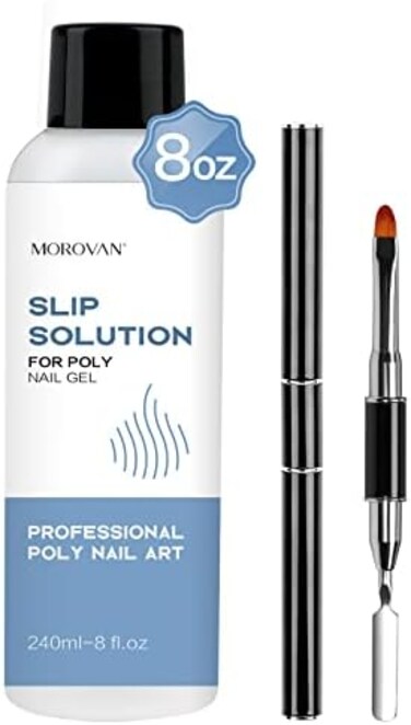 Morovan Slip Solution Poly Gel 8 Oz Extension Nail Poly Gel Slip Solution With Brush Poly Gel Liquid Slip Solution For Nail Builder Gel Nail Diy