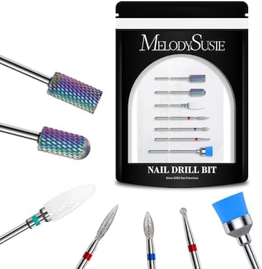 Melodysusie Nail Drill Bits Set, 7Pcs Professional Tungsten Carbide Ceramic Acrylic Nail File Drill Bit For Manicure Pedicure Cuticle Gel Nail Polishing