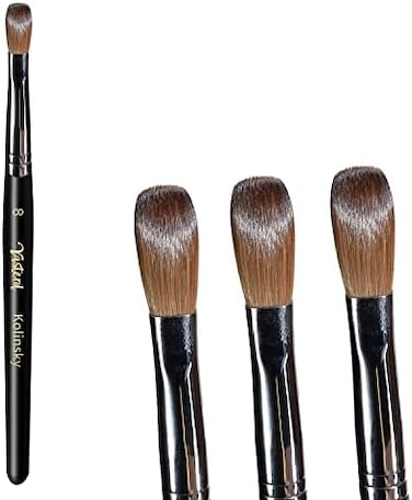 Yasterd 100% Kolinsky Acrylic Nail Brush Size 8, Round Oval Crimped Shaped Sturdy Wooden Handle Acrylic Powder Nail Art Brush Professional Manicure Pedicure For Diy Home Salon