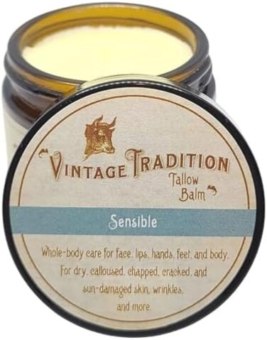 بلسم لحم البقر التقليدي القديم لجميع الأغراض - مرهم شفاء ومرطب فاخر للعناية بالبشرة يحل محل غسول الجسم وكريم اليد والمزيد - الزيت العطري وزيت الزيتون والشحم العشبي، 2 أونصة سائلة. أوز.