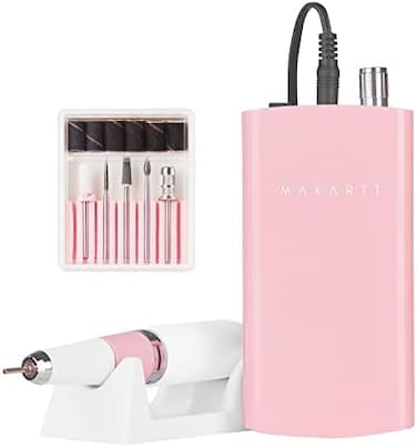 Makartt Nail Drill Professional, Rechargeable Nail E File 30000Rpm Electric Nail Drill, Malory Pink Portable Gel Nail Remover Machine With Nail Drill Bits &amp; Sanding Bands For Manicure Salon Home Use