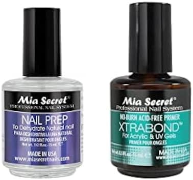 +++ Mia Secret Professional Natural Nail Prep Dehydrate &amp; Xtra Bond Primer 0.5 Oz + Free Temporary Body Tattoo!