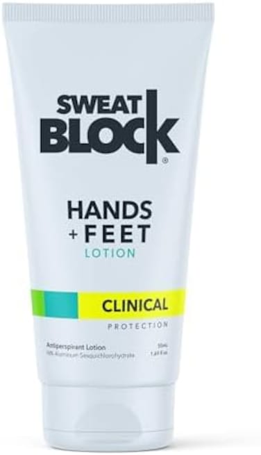 Sweatblock Antiperspirant Lotion For Hands &amp; Feet - Clinical Strength For Men &amp; Women - Hyperhidrosis Aid To Stop Excessive Sweating - Reduces Foot Odor - Moisturizing W/Aloe - Travel Size 1.69 Fl Oz
