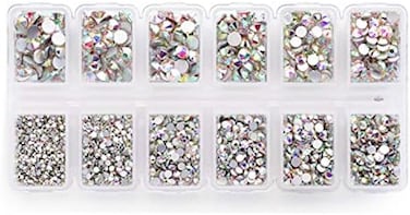 Zealer Crystals Ab Nail Art Rhinestones Round Beads Top Grade Flatback Glass Charms Gems Stones For Nails Decoration Crafts Eye Makeup Clothes Shoes Mix Ss3 6 10 12 16 20 Zbr01