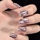 Echiq Pink Metallic Fake Nails Short Full Cover Mirror Salon False Nail Art Tips For Women Decoration