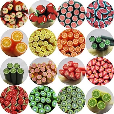 مسمار الملاك 80 قطعة/الحقيبة الفن بوليمر كلاي قصب الفاكهة سلسلة كل 5 قطعة