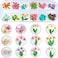 Kissbuty 2 Boxes Dried Flowers For Nail Art, 24 Colors Dry Flowers Mini Real Natural Flowers Nail Art Supplies 3D Applique Nail Decoration Sticker For Tips Manicure Decor (Gypsophila Flowers Leaves)