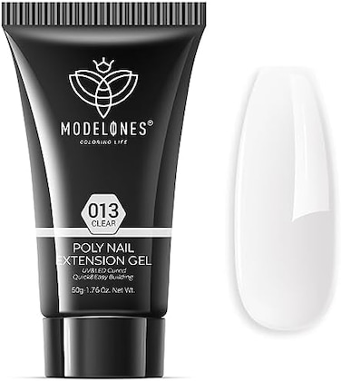 Modelones Poly Nail Gel Builder 50ml 1.76Oz Clear Color Nail Extension Gel Enhancement Nail Thickening Acrylic Extension Trial Professional Technician Tool