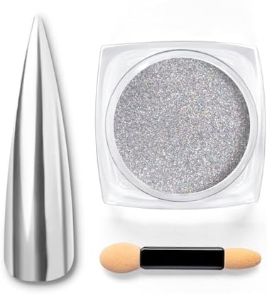 Beetles Gel Polish Holographic Chrome Nail Powder, Unicorn Mirror Effect Premium Salon Rainbow Nail Glitter Manicure Pigments, 0.04Oz/1G