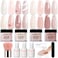 Azurebeauty Dip Powder Nail Kit, 4 Colors Dipping Powder Nude Skin Glitter System Liquid Set Recycling Tray, French Nail Art Base &amp; Top Coat Activator Diy Salon.