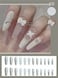Nail Apparel Valentines Long White Press On Creamy White Butterfly Lace Pearl Bow Diamond Coffin Fake 24 Pcs