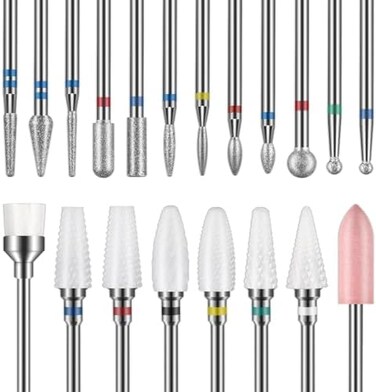 لقم مثقاب للأظافر 20 قطعة من Depvko Htlaew، لقم مثقاب من كربيد السيراميك مقاس 3/32 بوصة للأظافر، لقم أظافر لمثقاب الأظافر، مجموعة لقم مثقاب للأظافر الماسية لإزالة الجلد الميت (20 قطعة)