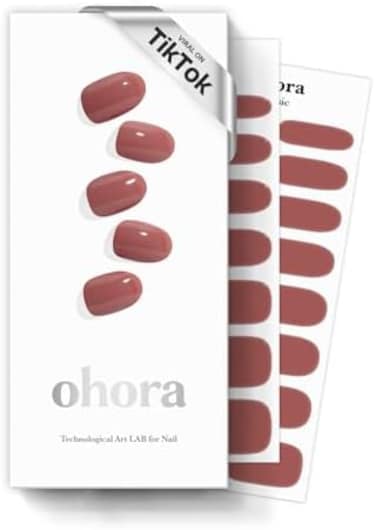Ohora Semi Cured Gel Nail Strips (N Cream Rose) - Brown, Solid, Works With Any Uv/Led Lamps, Salon-Quality, Long Lasting, Easy To Apply &amp; Remove - Includes 2 Prep Pads, Nail File &amp; Wooden Stick