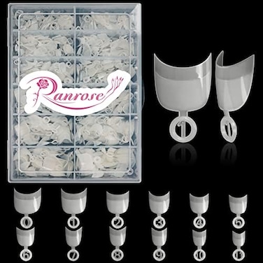 Ranrose Short Nail Tips- 600Pcs Oval Half Cover False Tips 12 Sizes Round Acrylic Nails With Box