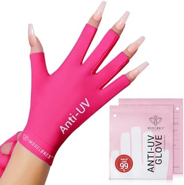 Modelones Uv Gloves For Nails, Professional Upf99+ Uv Protection Gloves For Gel Manicures, Fingerless Uv Light Gloves For Gel