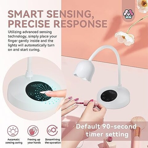 Saviland Intellisense Nail Lamp-30W Gel Lamp Mini Cordless Nail Lamp For Gel Nail Polish, Rechargeable LED Flash Cure Lamp Gel Nails Quick Drying Goosenecks U V Lamp For Nail Salon Home Diy Manicure
