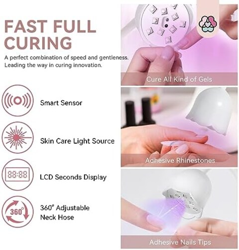 Saviland Intellisense Nail Lamp-30W Gel Lamp Mini Cordless Nail Lamp For Gel Nail Polish, Rechargeable LED Flash Cure Lamp Gel Nails Quick Drying Goosenecks U V Lamp For Nail Salon Home Diy Manicure