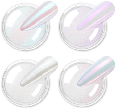 بودرة أظافر كروم من Allstarry، 4 ألوان، بودرة أورورا قزحية، صبغة معدنية بتأثير المرآة، بريق حورية البحر اللؤلؤي، بريق يونيكورن، لتزيين الأظافر، صالون منزلي، DIY - سلسلة Ice