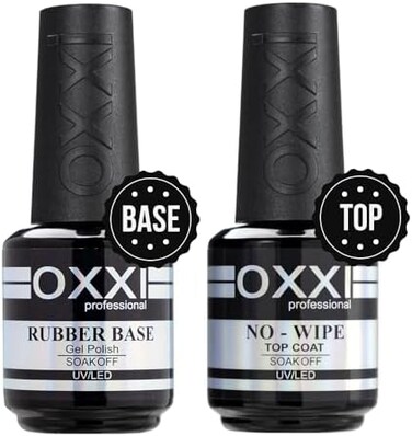 2X15ml Rubber Base,No Wipe Top Coat Gel Nail Polish