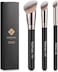 Teoyall Foundation Contour Conceal Brush Set, 3Pcs Angled Synthetic Kabuki Brush For Blending Setting Buffing With Liquid, Cream And Powder Cosmetic (170S/270S/370S)