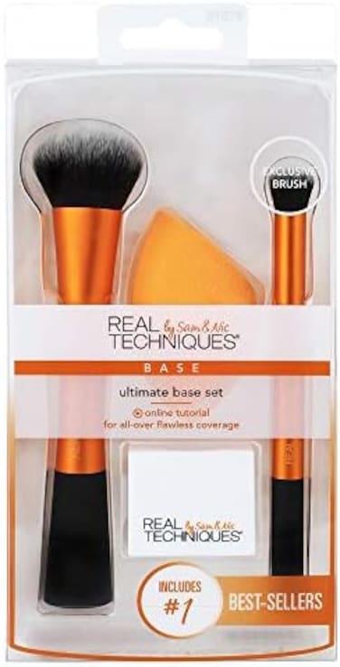 Real Techniques Ultimate Base Set With Face Brush, Miracle Sponge, Concealer Brush And Sponge Stand