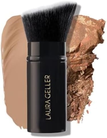 Laura Geller New York Retractable Black Kabuki Brush For Liquid, Cream And Powder Face Makeup With Aluminum Handle