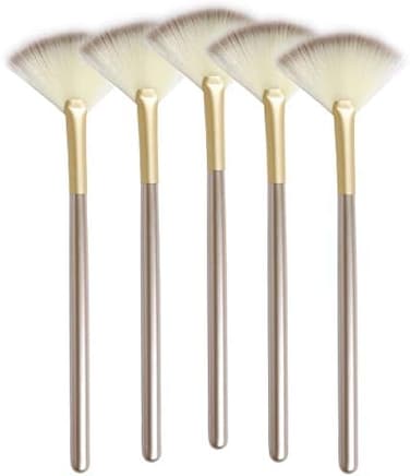 Slim Soft Facial Fan Brush,Makeup Cosmetic Multi Use, Mask Acid Applicator For Glycolic Peel/Masques,Pack Of 5