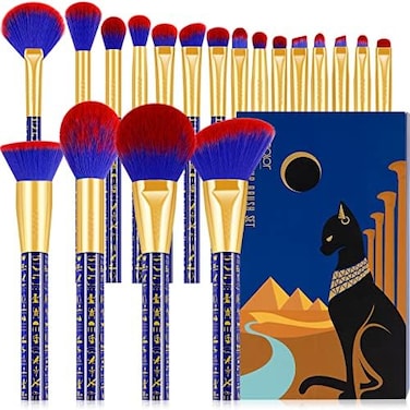 Makeup Brushes 19 Pieces Bastet Cat Makeup Brush Set Christmas Gift Premium Synthetic Kabuki Foundation Blending Face Powder Mineral Eyeshadow Make Up Brushes Set - Ancient Egyptian Series