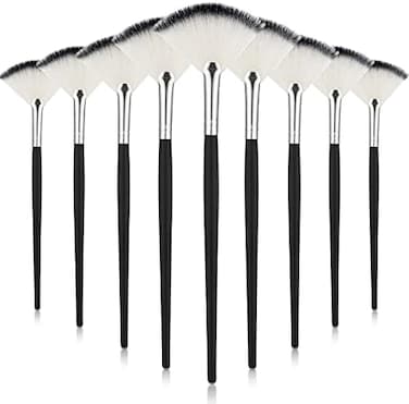 9 Pieces Facial Brushes Fan Mask Brushes, Soft Facial Applicator Brushes Tools For Peel Glycolic Mask Makeup For Mud Cream (Black And Silver)