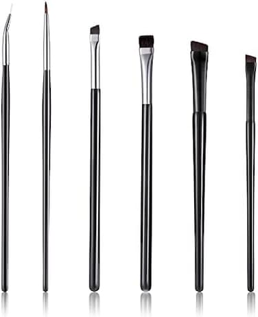 مجموعة فرش تحديد العيون المكونة من 6 قطع من تشينجو، فرشاة حواجب رفيعة للغاية بزاوية مسطحة ومائلة وفرشاة تحديد العيون ذات نقاط دقيقة وفرش مكياج قوطية وفرش ظلال العيون للنساء والفتيات ومستحضرات التجميل