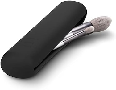 Feryes Travel Makeup Brush Holder, Silicon Trendy And Portable Cosmetic Face Brushes Holder, Soft And Sleek Makeup Tools Organizer For Travel- Black