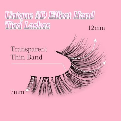 False Eyelashes Natural Look 10 Pairs 3D Fake Lashes Small Face Eyelashes 100% Handmade Lashes Wispies Short Soft ReUSAble Eye Lash Transparent Band Eyelash 1 Pack With Applicators By