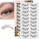 False Eyelashes Natural Look 10 Pairs 3D Fake Lashes Small Face Eyelashes 100% Handmade Lashes Wispies Short Soft ReUSAble Eye Lash Transparent Band Eyelash 1 Pack With Applicators By