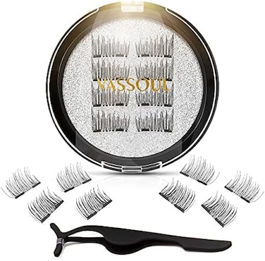 Vassoul Dual Magnetic Eyelashes, Natural Half Lash, 0.2Mm Ultra Thin Magnet, Light Weight Reusable 3D Eyelashes With Applicator
