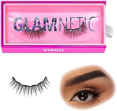 رموش جلامنتيك المغناطيسية - برج العذراء، رموش مغناطيسية قصيرة، 60 رموش من المنك الصناعي قابلة لإعادة الاستخدام بمظهر طبيعي - زوج واحد