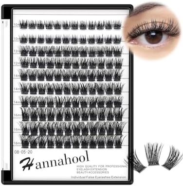 10Rows Mixed 10-12-14-16Mm Individual False Eyelashes Thickness 0.1Mm D Curl Wide Stem Dramatic Black Makeup Cluster Eyelashes Natural Volume Eye Lashes Extensions (10-12-14-16Mm Mixed)