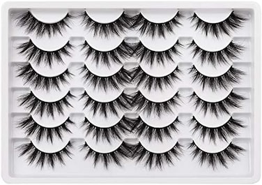 مجموعة رموش عين القطة من Pawotence، رموش من المنك الصناعي ثلاثية الأبعاد، 18 مم، رموش صناعية ناعمة وقابلة لإعادة الاستخدام، رموش صناعية مصنوعة يدويًا، عبوة من 12 زوجًا