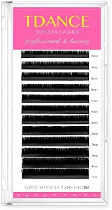Tdance Premium C Curl 0.07Mm Thickness Semi Permanent Individual Eyelash Extensions Silk Volume Lashes Professional Salon Use Mixed 8-15Mm Length In One Tray (C-0.07,8-15Mm)