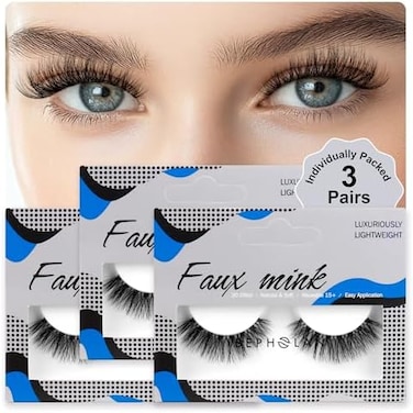 Bepholan 3 Pairs False Eyelashes Synthetic Fiber Material  3D Mink Lashes  Cat Eyes Look  ReUSAble  100% Handmade &amp; Cruelty-Free  Xmz91
