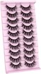 Wiwoseo Mink Lashes Eyelashes Natural Fluffy Faux Mink Lashes 3D Thick Volume D Curl Wispy Eyelashes That Look Like Extensions Fake Eyelashes 10 Pairs Pack