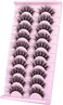 Wiwoseo Mink Lashes Eyelashes Natural Fluffy Faux Mink Lashes 3D Thick Volume D Curl Wispy Eyelashes That Look Like Extensions Fake Eyelashes 10 Pairs Pack