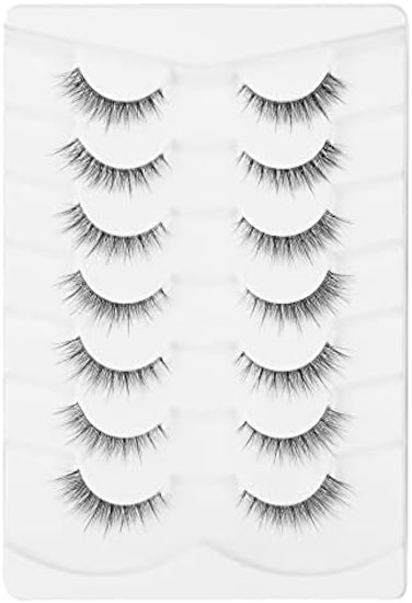 رموش طبيعية من Gmagictobo - رموش صناعية قصيرة، شريط شفاف، كثافة خفيفة، رموش صناعية ناعمة - 7 أزواج متعددة