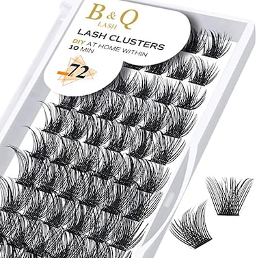 B&amp;Qaugen Lash Clusters B02 Diy Eyelash 72 Cluster Lashes C D Curl Mega Volume Individual Lashes Eyelash Clusters Wispy Lashes Cluster Diy At Home (Nm-D-8-16Mix)