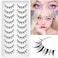 Geeneiya Manga Lashes مظهر طبيعي رموش صناعية أنمي فردية ويسبي كورية مكياج رموش مجموعات 10 أزواج رموش صناعية آسيوية صينية يابانية