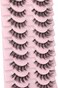 Fanxiton Mink Lashes With Clear Band Fluffy 15 Mm 10 Pairs Cat-Eye Lashes Natural Look False Eyelashes Pack Wispy Eyelashes Curly 3D Faux Mink Eyelashes
