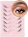 Onlyall نصف رموش زاوية رموش طبيعية رموش نصف رموش Wispy End Lashes رموش زاوية 3/4 رموش Clear Band Lashes 7 أزواج C02 (6 مم - 14 مم)